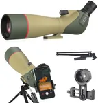 WOSPORTS 25-75x85 Spotting Scopes with Tripod, Carrying Bag, Phone Adapter, HD BAK4 Porro Prism, Waterproof Spotter Scope for Hunting, Target Shooting, Bird Watching, Wildlife Viewing, Dark Green