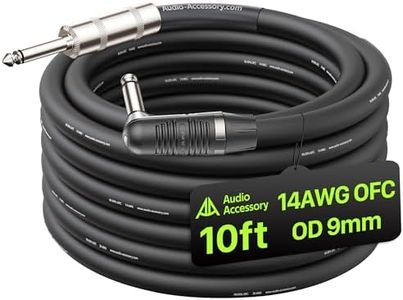 AA AUDIO ACCESSORY REAN by Neutrik Right Angle Speaker Cable 10ft, 14 AWG 1/4" TS Mono, Kevlar-Reinforced 99.99% OFC, Noiseless Dual Shielded Amp Head to Cabinet Cable for Marshall Boss Orange EVH