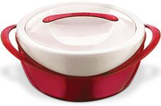 Pinnacle Large Insulated Casserole Dish with Lid 3.6 qt. Elegant Hot Pot Food Warmer/Cooler -Thermal Soup/Salad Serving Bowl Stainless Steel Hot Food Container–Best Gift Set for Moms –Holidays Red