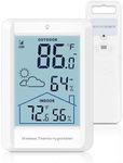 AMIR Indoor Outdoor Thermometer Wireless Weather Stations, Accurate Digital Hygrometer Temperature Humidity Meter,328ft/100m Range,Inside Outside Thermometer for Home Patio-White