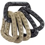 PARACORD PLANET Tactical Carabiner Keychain (6 Pack, Black and Khaki) - Durable Plastic Carabiners