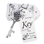 Aokbean 52 Sets Wedding Favors Key Bottle Opener Rustic Wedding Favor Skeleton Keys Personalized Decorations Birthday Party Gifts for Guest with Escort Tags and Key Chains (Silver)