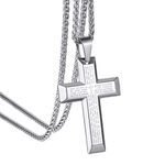 GOLDCHIC JEWELRY Lord's Prayer Men Women Cross Pendant Necklace, 316L Stainless Steel Bible Religious Jewellery