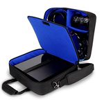 USA GEAR PS4 Travel Case - PS4 Case Compatible with PlayStation 4 Slim, PS4 Pro and PS3 - PS4 Carrying Case with Customizable Interior for PS4 Games, Controller, Headset and Gaming Accessories (Blue)