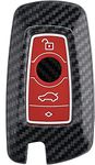 JVCV® Hard Case Key Cover Compatible with BMW Smart Key (Carbon Red)