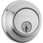 Kwikset 817 Deadbolt Lock, Satin Chrome Round Exterior Keyed Front Entry Door, Pick Resistant SmartKey Rekey Security, Single Cylinder Dead Bolt