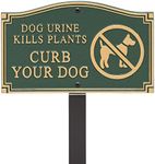 Whitehall Products 10466 Statement Plaque, Small Wall/Lawn Urine Kills Plants Curb Your Dog/w/Graphic, Black/Gold