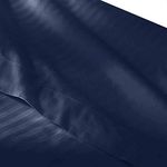 sheetsnthings- Navy Olympic Queen Size Flat Sheet Only- (Top Sheet) Made from 100% Long Staple Cotton 300 Thread Count, Damask Striped, 98" Wide X 102" Long