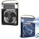 Drumstone (Exclusively 𝟭𝟬+𝟱 Year Warranty) Ultimate Portable Air Cooling Fan: 3-in-1 Evaporative Cooler, Humidifier with Ice Cubes, 7-Color LED Light & Adjustable Airflow (Black+Blue)
