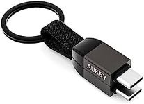 AUKEY USB Type-C to C Strap Cable, 3.9 inches (10 cm), Circlet Series, CB-CC16, Black, Fast Charging, Key Chain, Keyring, Data Transfer, 480Mbps, Aukey