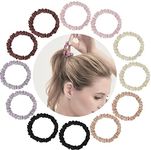 Hair Ties| Bands 12 Packs for Woman| Girls, Yomaido Skinny Silk Satin Hair Scrunchies, Small Ponytail Holders No Damage Breakage for Thin/Thick Curly Long Fine Hair