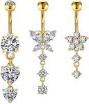 Crdifu 3pcs Belly Button Bars 10mm 