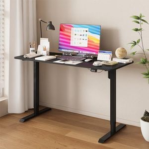 ADVWIN Electric Standing Desk,Ergonomic Sit Stand Desk Height Adjustable Motorised Home Office Computer Workstation 120cm Black Desktop and Black Frame