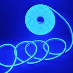 EverBright Led Neon Strip Lights, 12V Led Neon Rope Light Indoor Outdoor, Silicone 16.4Ft 600SMD Blue Led Light Strip, Led Rope Waterproof Flexible for Signboard Bar Home Building Decoration (No Power Adapter)