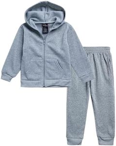 Quad Seven Toddler Boys Sweatsuit Set - 2 Piece Fleece Zip Up Hoodie and Basic Solid Jogger Boys Pants with Pockets (2T-7), Size 4T, Heather Grey