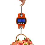 MOGOULUA 300KG Professional Mini Hanging Scale Portable 660lbs Waterproof LCD Digital Electronic Heavy Duty Weight Scale with Accurate Sensor Hook Crane Scale Weight Measuring Tool (Without Battery)