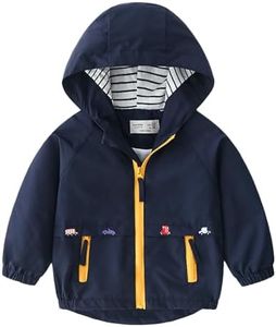 Volunboy Toddler Boys Navy Hooded Jacket Lightweight Windbreaker Coats Spring Boy Zip Up Long Sleeve Windproof Outwear 4-5T