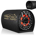 FABTEC 8" Car Bass Tube Subwoofer with Inbuilt Amplifier Deep Bass & Powerful Sound Premium Grey Finish