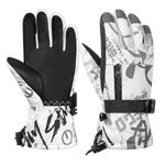 MoKo Kids Winter Ski Gloves, Waterproof Snow Gloves with Adjustable Cuffs & Zipper Pocket, Windproof Kids Snow Gloves for Children Aged 6-11, Snowboarding, Sledding, Cycling, Skiing, Black Gray, S