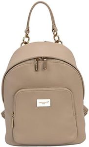 David Jones - Bolso Mochila Mujer Pequeña - Morral Cuero Piel PU Suave - Backpack Daypack Casual Mini Señora Niña - Bolsos de Mano Hombro Viaje Escolar Universidad Colegio Ocio Elegante Moda - Beige