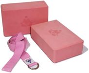 Mukz Combo of 2 Premium Yoga Blocks With Strap - Anti-Slip Moisture Resistant High-Density EVA Foam for Enhanced Stability & Support in Yoga, Pilates & Stretching Exercises