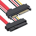 CY SAS to SATA Cable,SFF-8482 SAS 29 Pin to SATA 22Pin Hard Disk Drive Raid Extension Cable with 15 Pin SATA Power Port