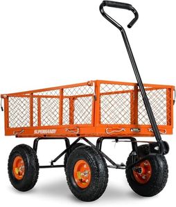 SuperHandy Wagon Utility Cart Carrello manuale resistente per prato da giardino con maglie laterali rimovibili, capacità massima 181,4 kg, nero