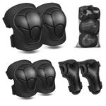Kids Knee and Elbow Pads,6 PCS Wrist Guard Knee Elbow Pads for Children Protection Roller Skates Biking Riding Scooter (Black)