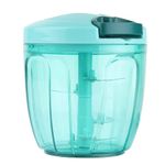 Ourokhome Manual Food Processor Vegetable Chopper, Portable Hand Pull String Garlic Mincer Onion Cutter for Veggies, Ginger, Fruits, etc., 900ml, Teal