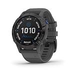 Garmin 010-02410-10 fenix 6 Pro Solar, Multisport GPS Watch with Solar Charging Capabilities, Advanced Training Features and Data, Black with Slate Gray Band