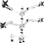 Mount-It! Quad Monitor Desk Mount With Full Motion Height Adjustable Arms | Premium Modular Computer Screen Mount With VESA 75x75, 100x100 mm Pattern | Clamp Base, Silver