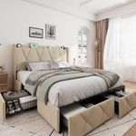 iPormis Queen Bed Frame with 4 Stor
