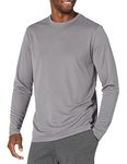 Amazon Essentials Men's Performance Tech Long-Sleeve T-Shirt, Medium Grey, Medium