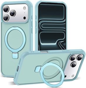 SKYLMW Compatible with iPhone 17 Pro Max Case with Invisible Magnetic O-Ring Stand Military-Grade Translucent Case for iPhone 17 ProMax 6.9" [Compatible with Mag-Safe][Great Grip Feeling], Blue