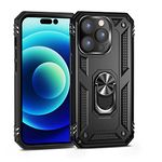 Korecase Compatible with iPhone 14 Pro Phone Case, Extreme Protection Military Armor Dual Layer Protective Ring Kickstand Black