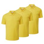 Trutex Basics 3 Pack Regular Fit, Short Sleeve School Polo Shirts for Boys and Girls (2-16 Years), Unisex Kids Polo Shirts Boys and Girls, Ideal for PE Kits - Genuine School Uniform Yellow