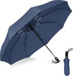 Kerok Portable Auto Travel Umbrella - Windproof for Rain, Strong for Wind, Auto Open/Close Button, Perfect Car Umbrella for Men & Women (BLUE)