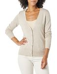 Amazon Essentials Women's Lightweight Vee Cardigan, Oatmeal Heather-DNU, Large