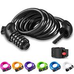 Opaza Bike Locks with 5-Digit Code, 1.2M/4feet Bicycle Combination Cable Lock, Lightweight & Security Bike Chain Lock for Bicycle,Mountain Bike,Electric Bike,Scooter - Black