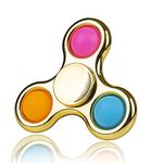 Chrome Fidget Spinner Poppet Simple Rotation Sensory Toy, Pop it Fidget Toy, Portable Fidget Poppet Stress Relief Anti-Anxiety Poper Spinner Metallic Gold Hand Toy Brain Development Toy Gift for Kids