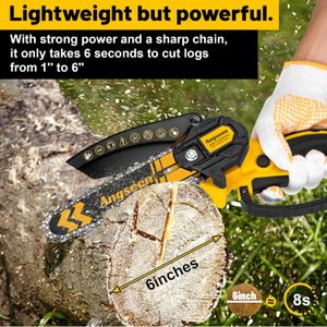 Brushless Mini Chainsaw 6-Inch – Lightweight Cordless Electric Saw