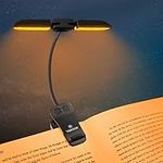 Vekkia Rechargeable 14 LED Amber Book Light for Reading in Bed, 180° Adjustable Clip on Light, Eye Care Reading Light up to 80Hrs, 5 Brightness Dimmable X 3 Color Modes, Perfect for Readers