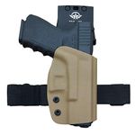 Glock 19 Holster, Kydex OWB Holster For Glock 19 19x / Glock 23 25 32 / Glock 17 22 31 / Glock 26 27 30s (Gen 3 4 5) CZ P10 Pistol Case Waistband Outside Carry 1.5-2 Inch Belt Clip (Tan, Right Hand)