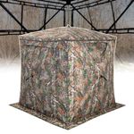 GYMAX Hunting Blind, 3 Person Pop up See Through Camouflage Deer Blind with Silent Sliding, Windows, Carrying Bag, Portable Folding Ground Blind for Dove Turkey Hunting Outdoor (Blind)