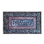 ANDSTAR Door Mat Welcome Pattern Mat 18 x 30 Inch Entryway Door Mat Heavy Duty Non Slip Rubber Back Low Profile Doormat Entry Rugs Indoor Outdoor Entry Decoration for Home, Garage, Patio(1 Pc)