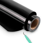 Black Heat Transfer Vinyl Roll - 12" x 25ft Iron on Vinyl for Cricut & Silhouette Cameo, Clothing Heavy Duty Black HTV Vinyl, Easy to Cut & Weed