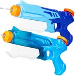 Hanmulee Water Gun for Kids, 2 Pack Water Pistol Gun Soaker Pump, 600ml Squirt Guns for Kids Adults, Super Water Blaster Summer Toy For Swimming Pool Garden Party Outdoor Beach (Blue+Transparent)