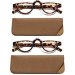 Hubeye 2 Pairs Retro Half Moon Reading Glasses Lightweight Plastic Half Frame Reader with Spring Hinge for Women and Men 2.50