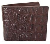 Authentic M Crocodile Skin Men's Bifold Backbone Leather Dark Brown Wallet