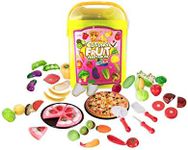 Play Food Kitchen Toys Set - 72 Piece Fake Fruits and Vegetables Toddler Cutting Play-Set